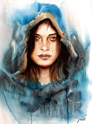 A l'abris du monde - Aquarelle 60x80cm